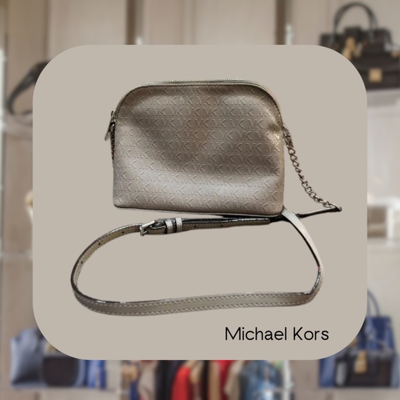 Gray Michael Kors Embossed Logo Crossbody Bag - Picture 2 of 3